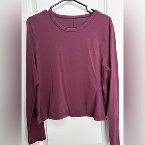 Lululemon Athletica Long-sleeve Cropped Workout Top Burgundy Size L/XL